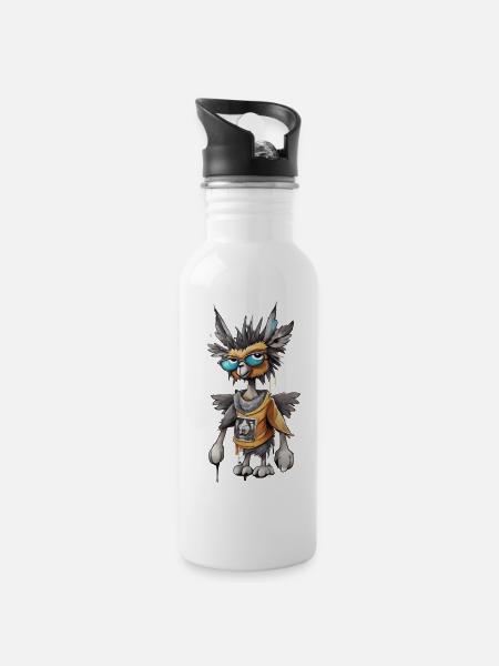 Punky llama with glasses - 20 oz Water Bottle - white