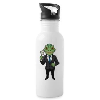 Business Gecko with Dollar Bill - 20 oz Water Bottle - white - Right