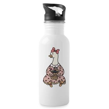 Floral Heart Dress Duck - 20 oz Water Bottle - white - Right