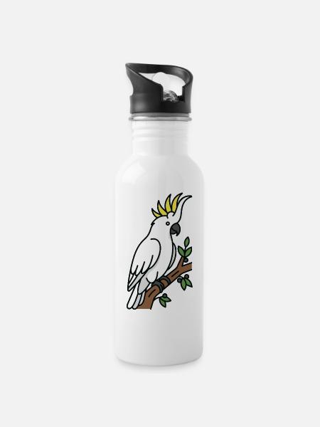 australian bird Cockatoo - 20 oz Water Bottle - white