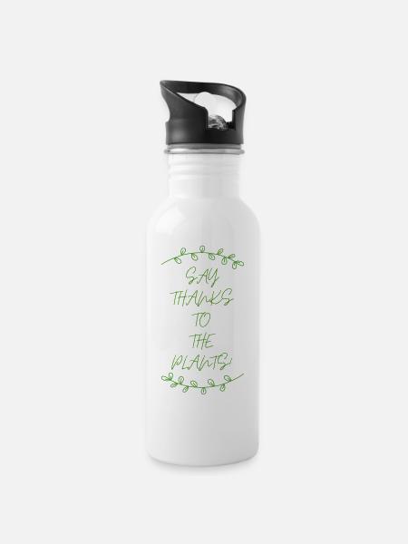 Say Thanks to the Plants - 20 oz Water Bottle - white