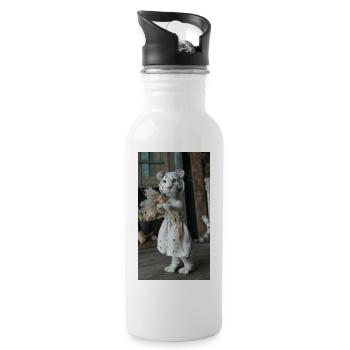 Tiger Plush in Dress with Broom - 20 oz Water Bottle - white - Right