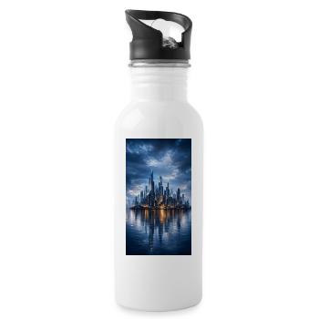 Futuristic Skyline - 20 oz Water Bottle - white - Right
