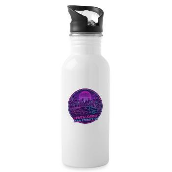 Synth Drive Neon Streets 99 - 20 oz Water Bottle - white - Right