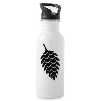 Ink Brush Pine Cone - 20 oz Water Bottle - white - Right