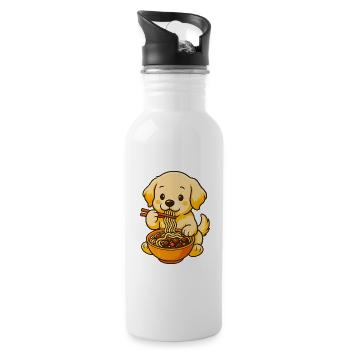 Golden Retriever Showing Off Chopstick Skills - 20 oz Water Bottle - white - Right