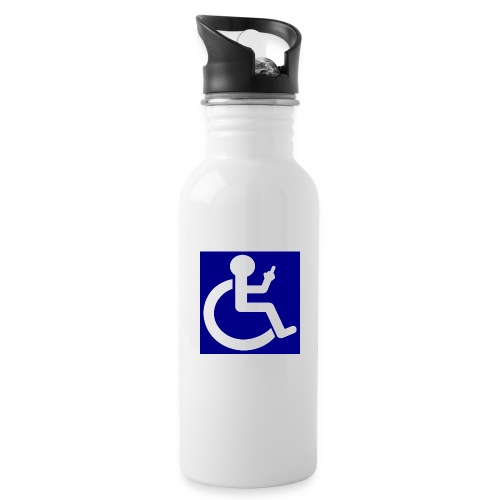 Wheelchair user showing his finger - Water Bottle