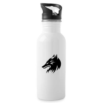 Wolf Head Portrait Tattoo Style - 20 oz Water Bottle - white - Right