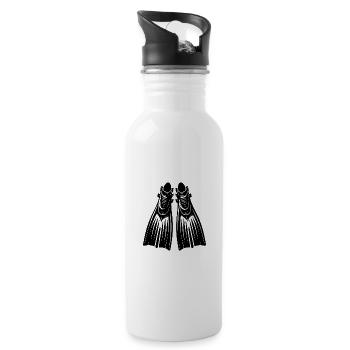 Snorkel Fins Diver Vacation Tattoo Style - 20 oz Water Bottle - white - Right