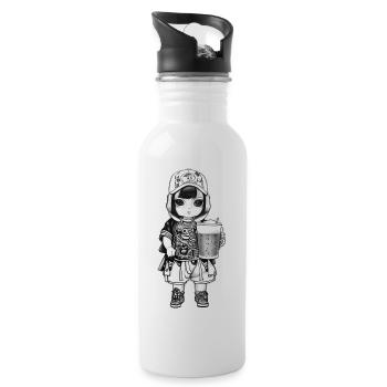 girl with boba tea original - 20 oz Water Bottle - white - Right