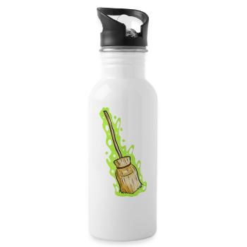Magic Witch Broom With Green Shimmer Halloween - 20 oz Water Bottle - white - Right