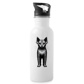 Tribal Cat: Mystic Protector TSQ - 20 oz Water Bottle - white - Right