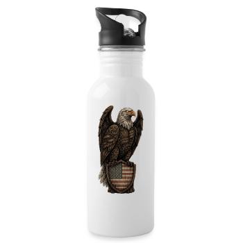 American Eagle Totem - Rustic Woodcut Patriot - 20 oz Water Bottle - white - Right