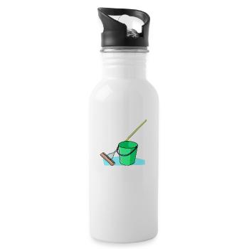putzen cleaning putzfrau broom wischmop53 - 20 oz Water Bottle - white - Right