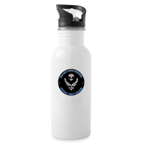 BlackOpsTransBigger1 Front with Mr Grey Back Logo - Water Bottle