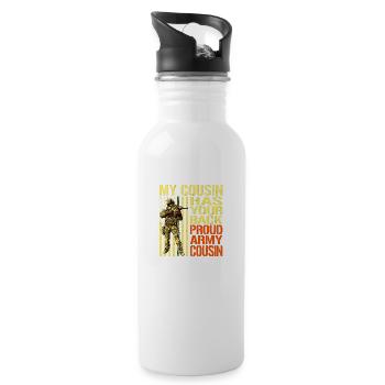 My Cousin Has Your Back Proud Army Relative Milita - 20 oz Water Bottle - white - Right