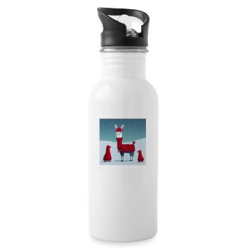 Cute Llama Red-White Christmas Scarf - 20 oz Water Bottle - white - Right