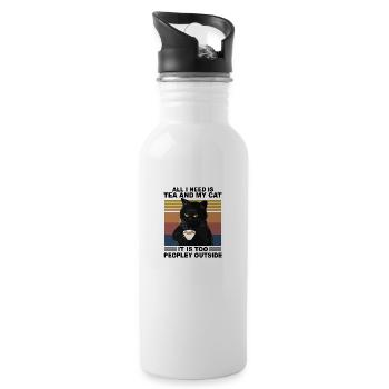 All I Need Is Tea and My Cat Vintage - 20 oz Water Bottle - white - Right