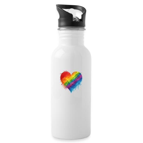 Watercolor Rainbow Pride Heart - LGBTQ LGBT Pride - Water Bottle