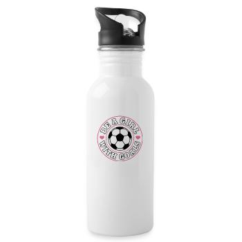 Funny Soccer Girl Be A Girl With Goals Girls - 20 oz Water Bottle - white - Right