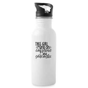 This Girl Runs On Caffeine And Sarcastic - 20 oz Water Bottle - white - Right