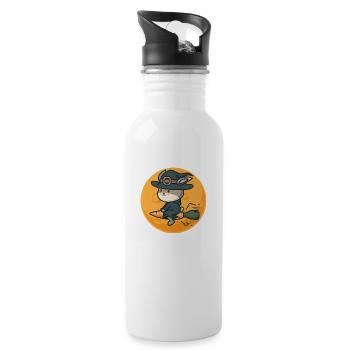 Flying Rabbit Witch With Magic Broom - 20 oz Water Bottle - white - Right