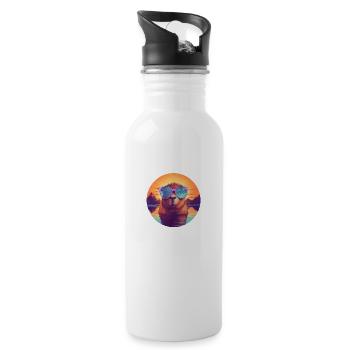 Sunset Serenity: Rustic Capybara Stripe Illustrate - 20 oz Water Bottle - white - Right