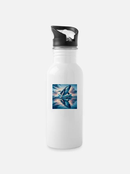 Majestic Ocean: Whale at Sunset - 20 oz Water Bottle - white