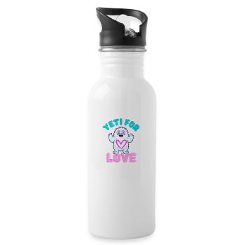 Yeti for Love Funny Valentines Day - 20 oz Water Bottle - white - Right