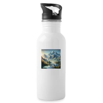 Morning Serenity in the Mountains - 20 oz Water Bottle - white - Right