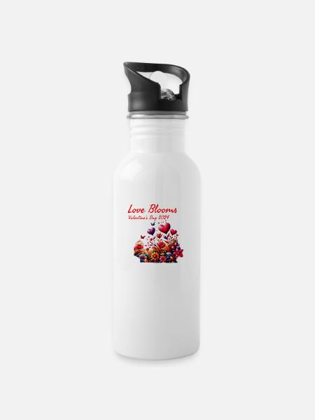 Love Blooms Valentine s Day 2024 - 20 oz Water Bottle - white