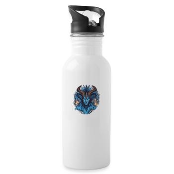 Horned Blue Avatar with Blue Flames - 20 oz Water Bottle - white - Right