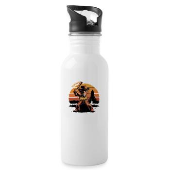 Cowboy Swing The Bat Baseball - 20 oz Water Bottle - white - Right