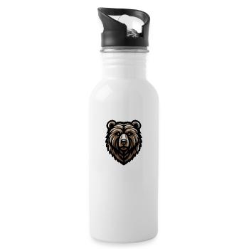 Brown Grizzly Bear Head Design - 20 oz Water Bottle - white - Right