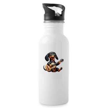 Dachshund Guitarist Music Dog Guitar - 20 oz Water Bottle - white - Right