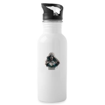 Ethereal Minimalist Line Art of a Mysterious Women - 20 oz Water Bottle - white - Right