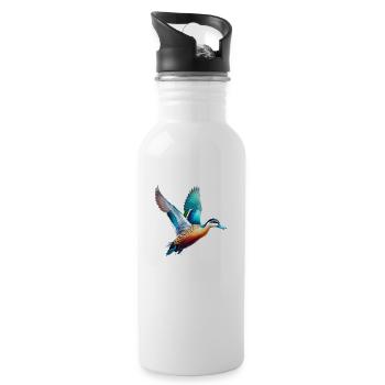 Blue Billed Duck in Flight - 20 oz Water Bottle - white - Right
