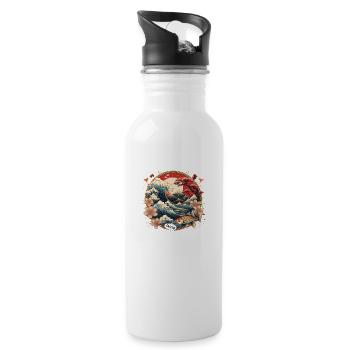 Elegant Japanese Art - 20 oz Water Bottle - white - Right