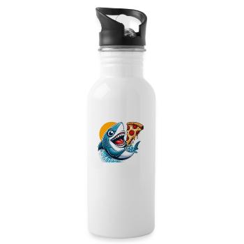 Shark Bite Pizza" - 20 oz Water Bottle - white - Right