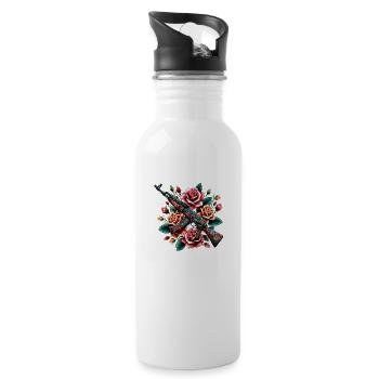Gun And Roses Batik Style - 20 oz Water Bottle - white - Right