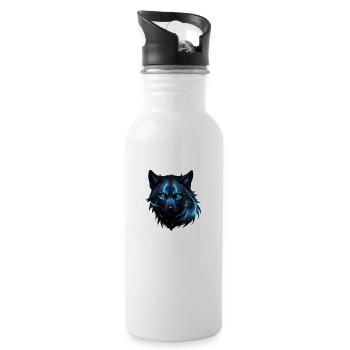 Mystical Glowing Blue Wolf - 20 oz Water Bottle - white - Right