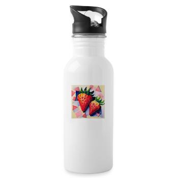 Two strawberries - 20 oz Water Bottle - white - Right