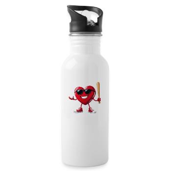 Valentine’s Day with Baseball, Kisses, and Romance - 20 oz Water Bottle - white - Right