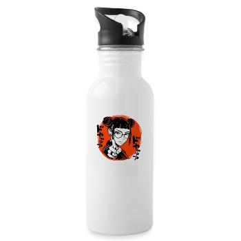 Cool Anime Girl with Glasses - 20 oz Water Bottle - white - Right