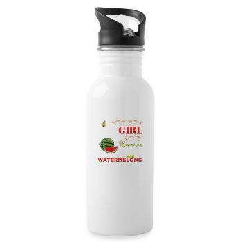 this Girl Runs On Jesus And Watermelons - 20 oz Water Bottle - white - Right