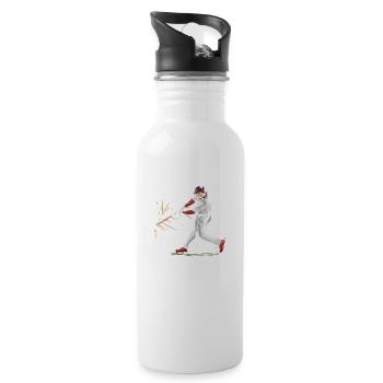 Batter Hits A Baseball With His Bat - 20 oz Water Bottle - white - Right