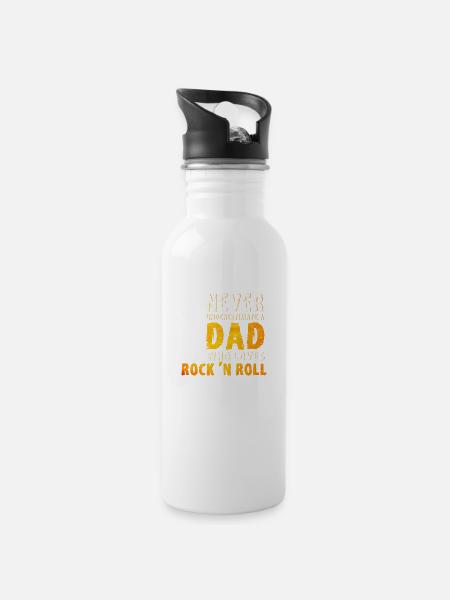 Dad Who Loves Rock N Roll Rock N Roll Guitar - 20 oz Water Bottle - white