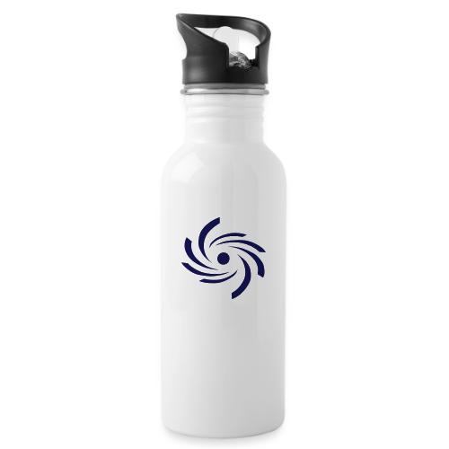 Botella de agua de 20 oz con el símbolo de huracán azul oscuro de Huracanes Caribe