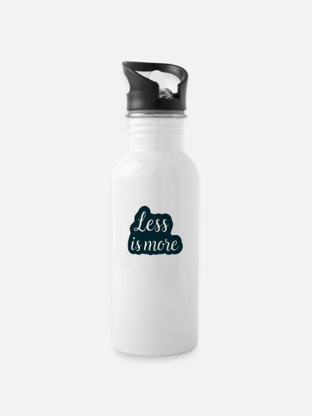 Minimalist "Less is More" Quote Design - 20 oz Water Bottle - white