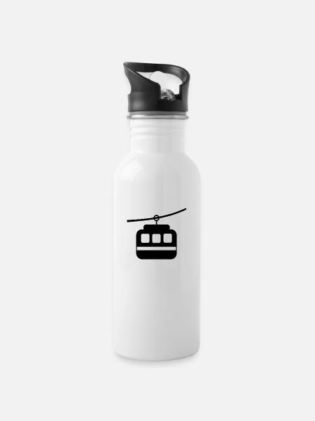Minimalist Cable Car – Monochrome Icon - 20 oz Water Bottle - white